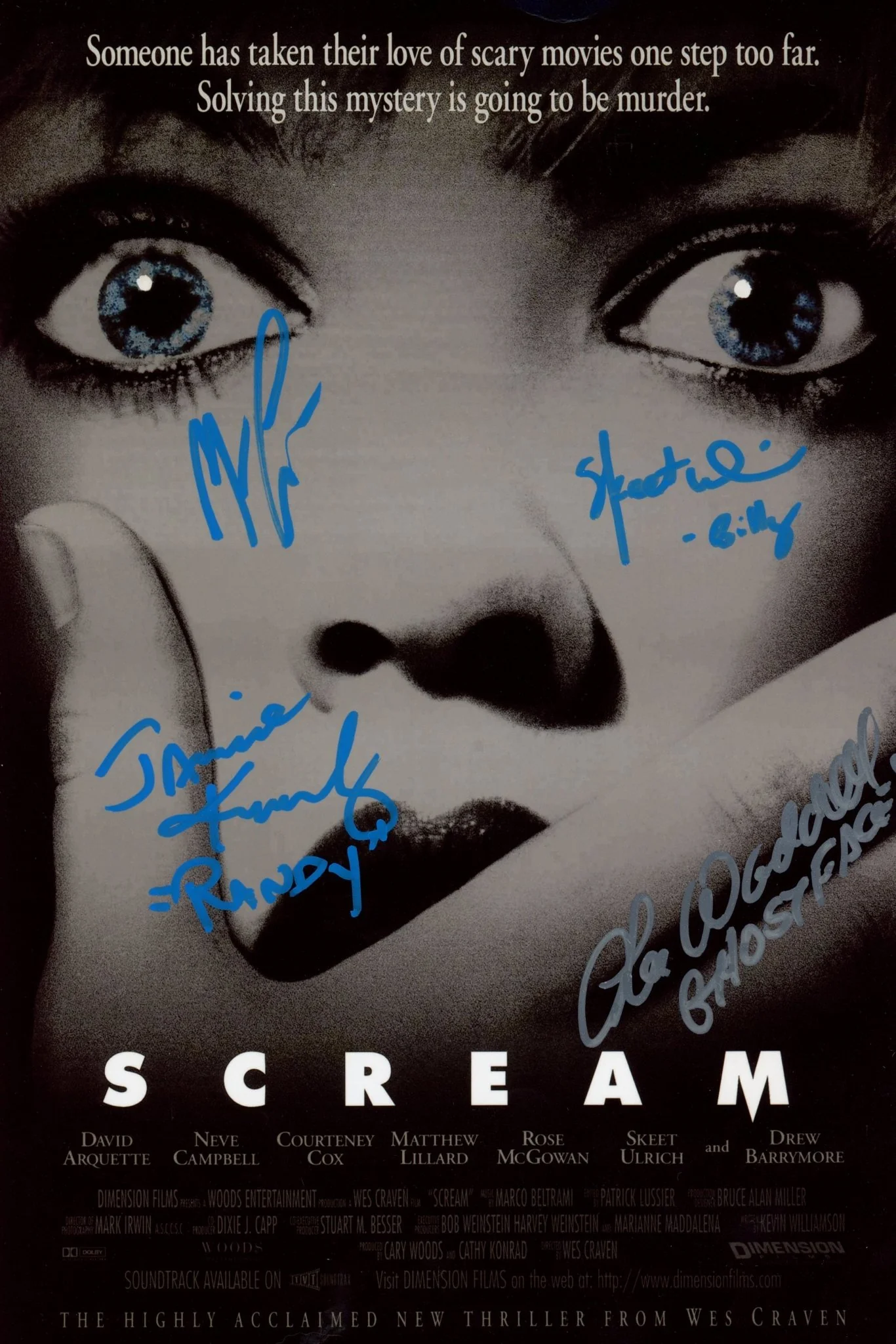 Scream 8x12 Signed Photo Cast x4 Lillard, Ulrich, Kennedy, Waddell JSA Certified Autograph - Image 2