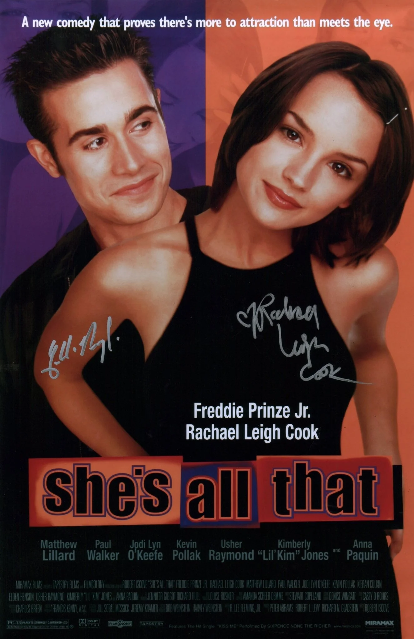 She's All That 11x17 Photo Poster Cast x2  Signed Cook, Prinze Jr JSA Certified Autograph - Image 3