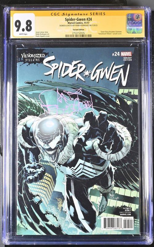 Spider-Gwen #24 Venomized Villains Variant Marvel Comics CGC Signature Series 9.8 Signed & Sketch Robbi Rodriguez - Image 10