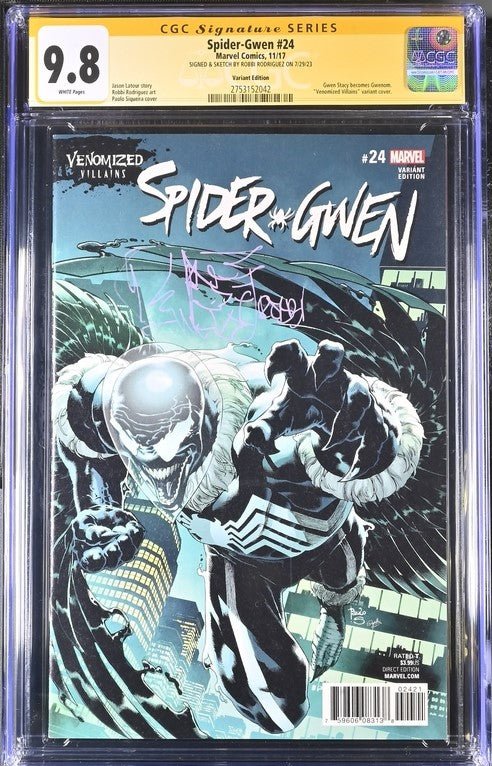 Spider-Gwen #24 Venomized Villains Variant Marvel Comics CGC Signature Series 9.8 Signed & Sketch Robbi Rodriguez - Image 2