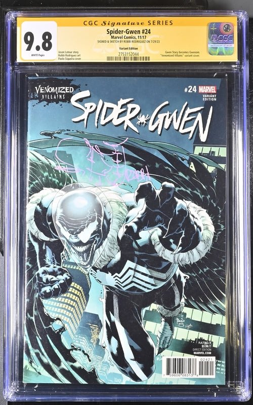Spider-Gwen #24 Venomized Villains Variant Marvel Comics CGC Signature Series 9.8 Signed & Sketch Robbi Rodriguez - Image 7