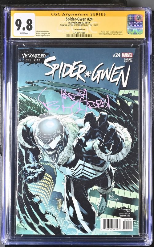 Spider-Gwen #24 Venomized Villains Variant Marvel Comics CGC Signature Series 9.8 Signed & Sketch Robbi Rodriguez - Image 8