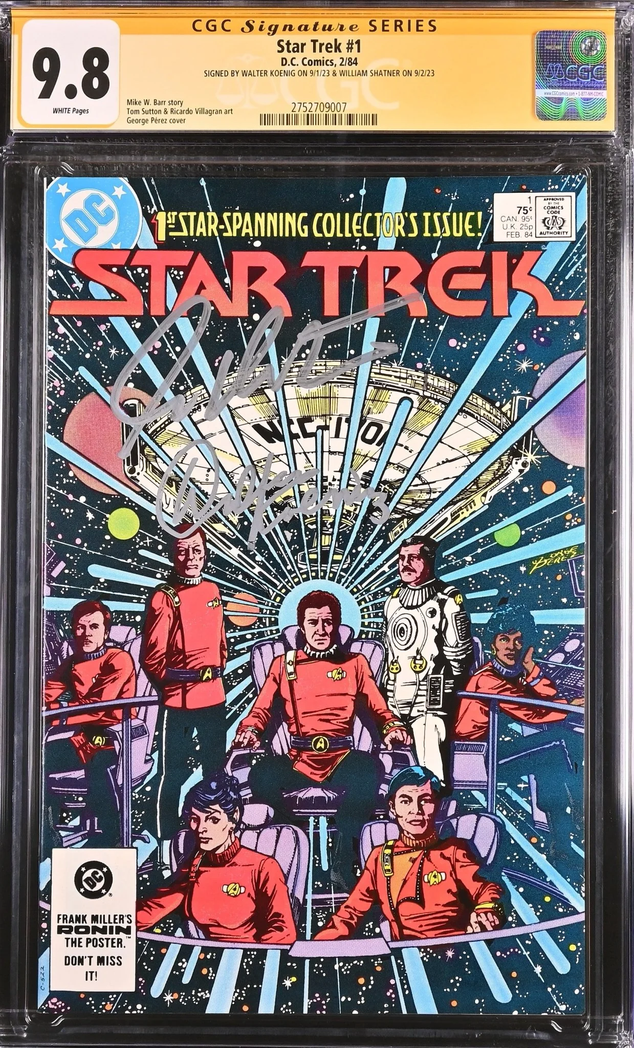 Star Trek #1 DC Comics CGC Signature Series 9.8 Cast x2 Signed Koenig, Shatner - Image 2