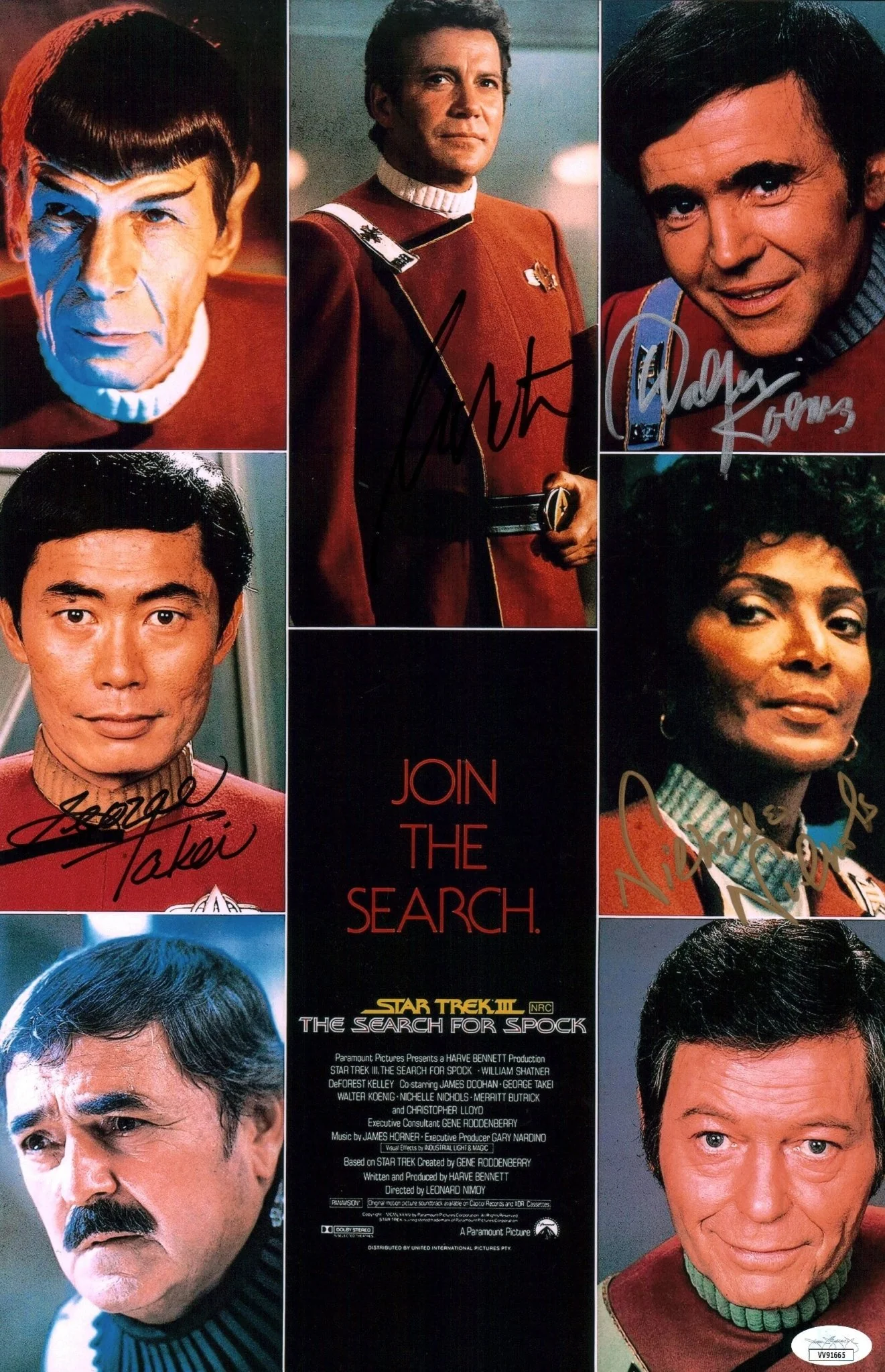 Star Trek III: The Search for Spock 11x17 Poster Cast x4 Signed Koenig Nichols Shatner Takei JSA Certified Autograph - Image 2