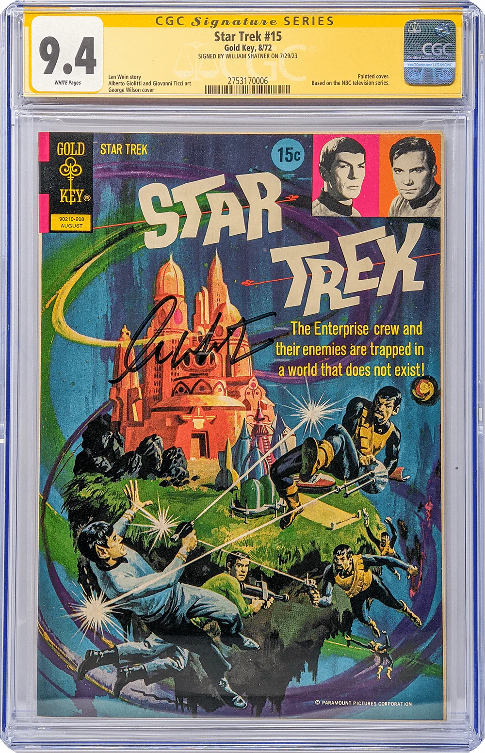 Star Trek #15 Gold Key CGC Signature Series 9.4 Signed William Shatner - Image 2