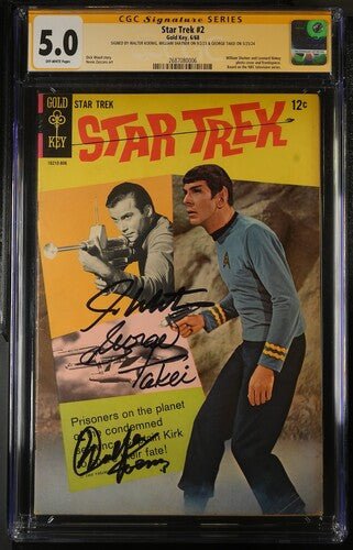 Star Trek #2 Gold Key CGC Signature Series 5.0 Cast x3 Signed Koenig, Shatner, Takei - Image 2