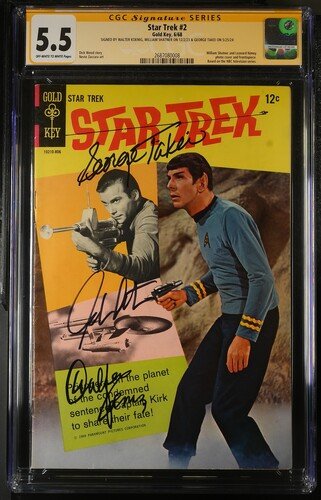 Star Trek #2 Gold Key CGC Signature Series 5.5 Cast x3 Signed Koenig, Shatner, Takei - Image 2