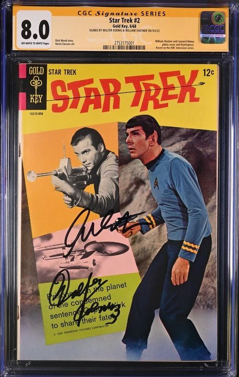 Star Trek #2 Gold Key CGC Signature Series 8.0 Cast x2 Signed Koenig, Shatner - Image 2