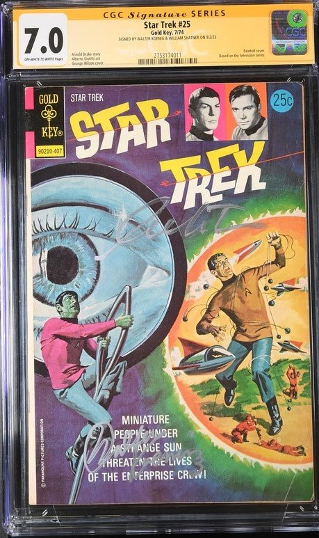 Star Trek #25 Gold Key CGC Signature Series 7.0 Signed x2 Walter Koenig, William Shatner - Image 2