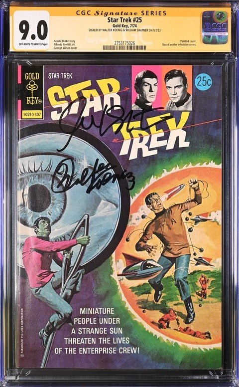 Star Trek #25 Gold Key CGC Signature Series 9.0 Cast x2 Signed Koenig, Shatner - Image 2