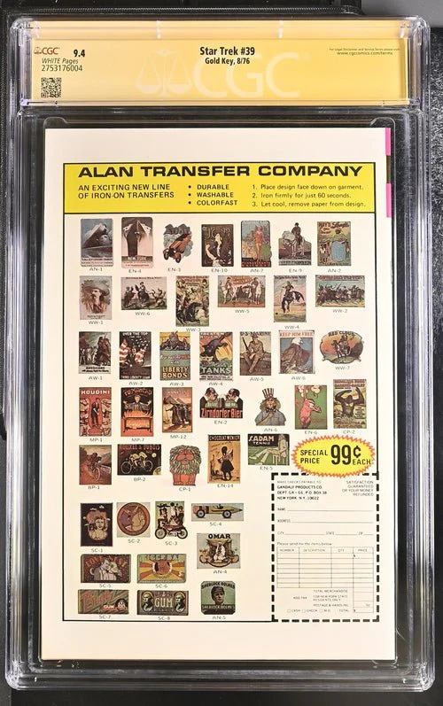 Star Trek #39 Gold Key CGC Signature Series 9.4 Cast x2 Signed Koenig, Shatner - Image 3