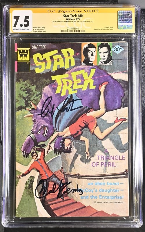 Star Trek #40 Whitman Comics CGC Signature Series 7.0 Cast x2 Signed Koenig, Shatner - Image 2