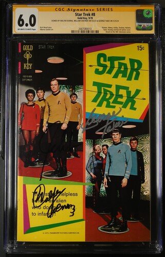 Star Trek #8 Gold Key CGC Signature Series 6.0 Cast x3 Signed Koenig, Shatner, Takei - Image 2