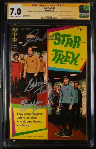 Star Trek #8 Gold Key CGC Signature Series 7.0 Cast x3 Signed Koenig, Shatner, Takei - Image 2