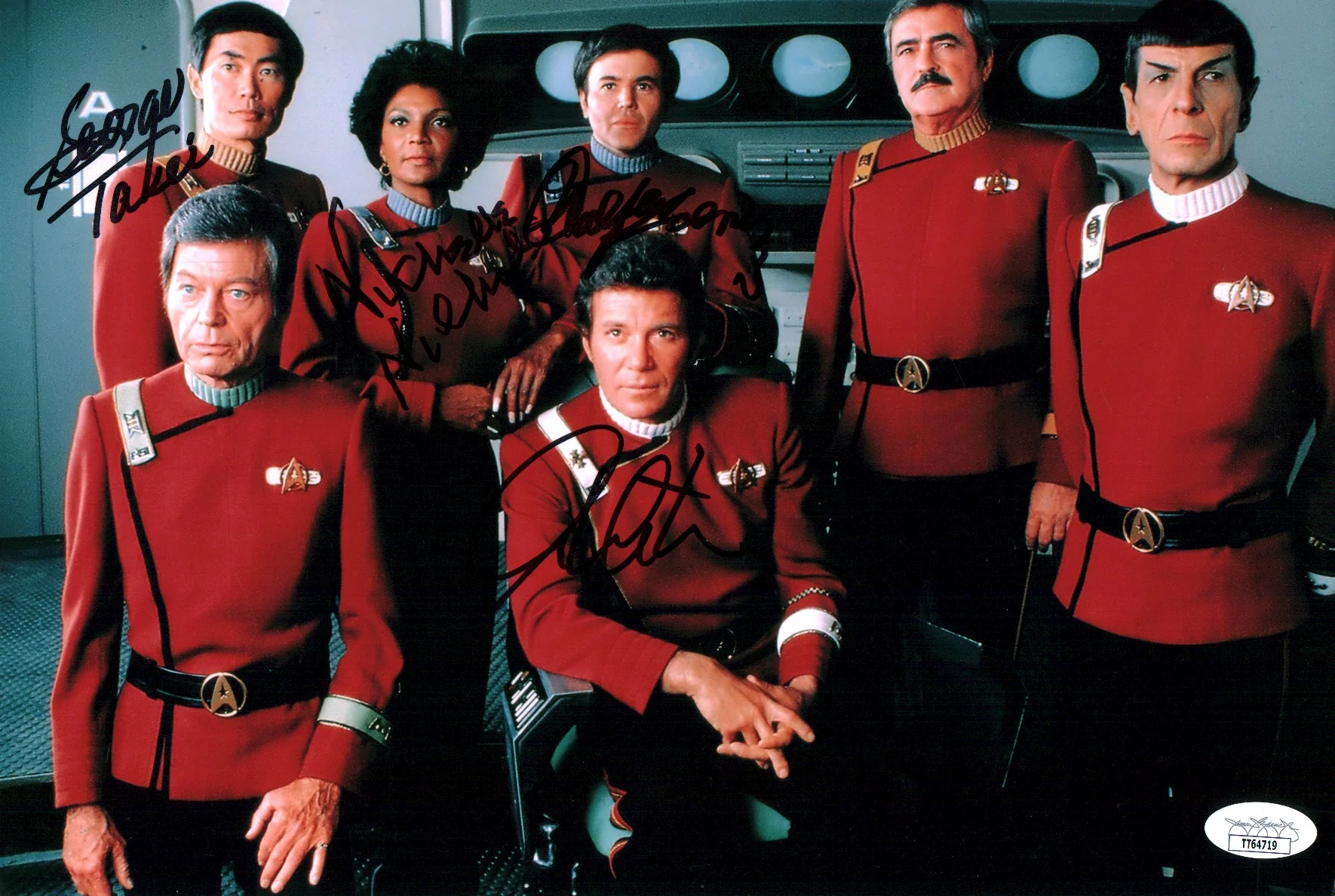 Star Trek 8x12 Photo Cast x4 Signed Shatner, Koenig, Nichols Takei JSA Certified Autograph - Image 2
