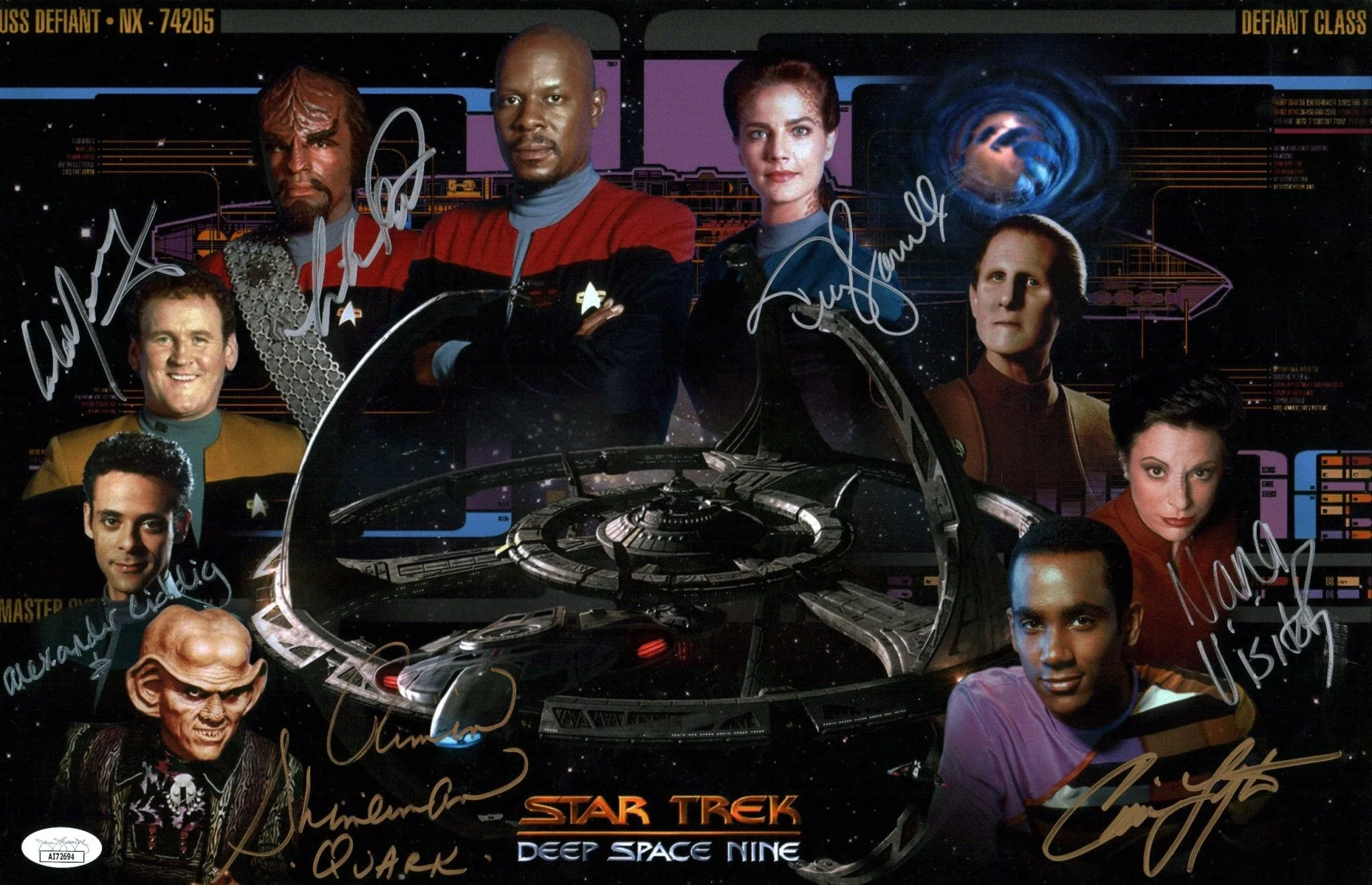 Star Trek: Deep Space Nine 11x17 Photo Poster Cast x7 Signed Dorn, Farrell, Lofton, Meany, Shimerman, Siddig, Visitor JSA Certified Autograph - Image 12