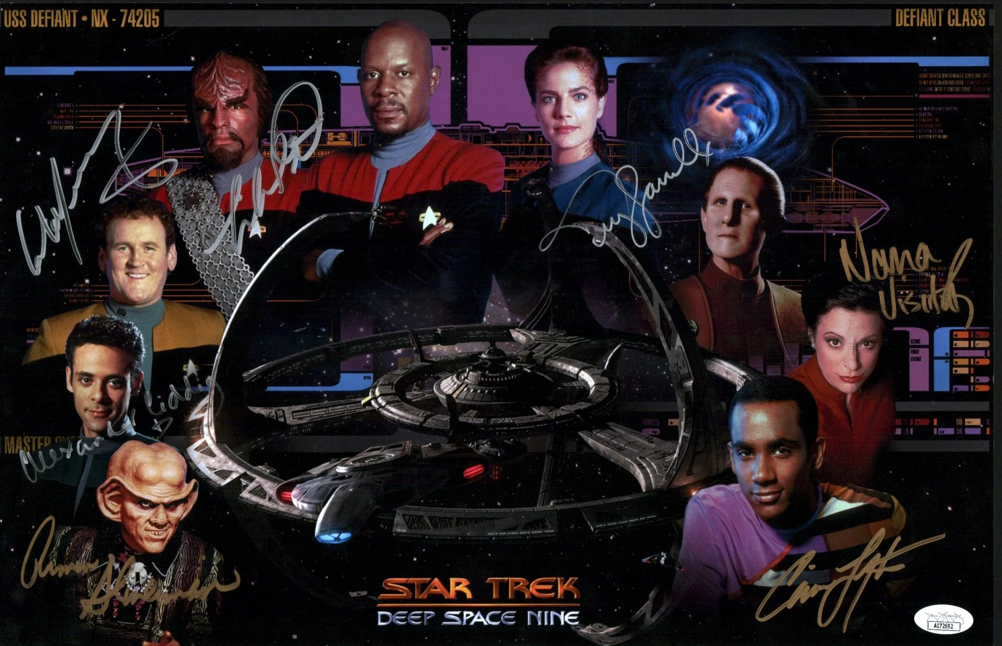 Star Trek: Deep Space Nine 11x17 Photo Poster Cast x7 Signed Dorn, Farrell, Lofton, Meany, Shimerman, Siddig, Visitor JSA Certified Autograph - Image 13
