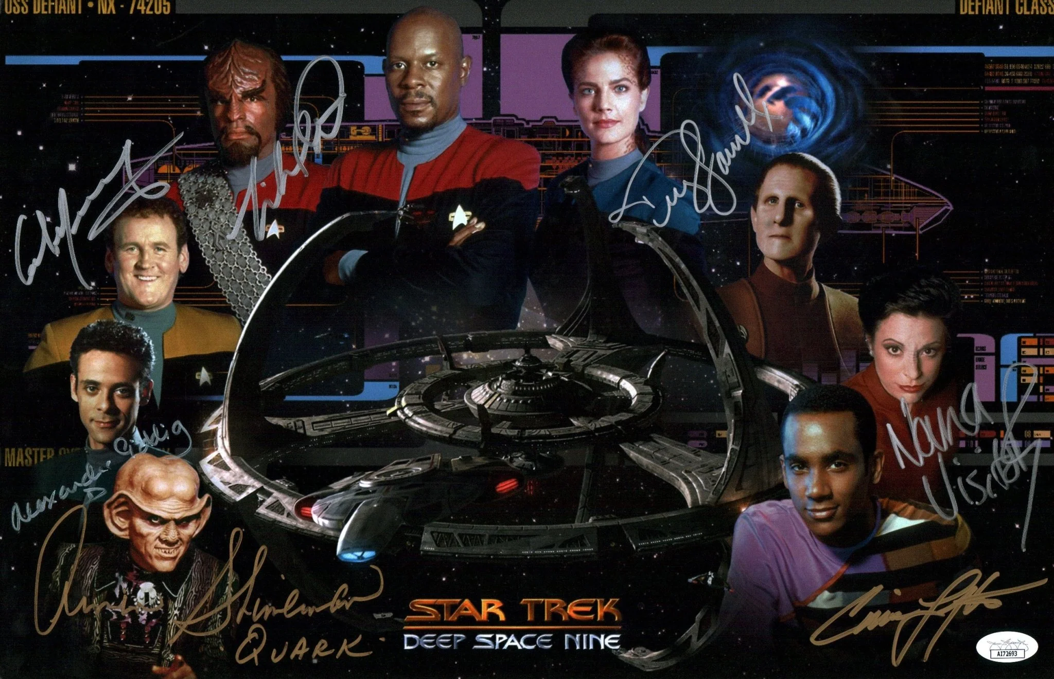Star Trek: Deep Space Nine 11x17 Photo Poster Cast x7 Signed Dorn, Farrell, Lofton, Meany, Shimerman, Siddig, Visitor JSA Certified Autograph - Image 14