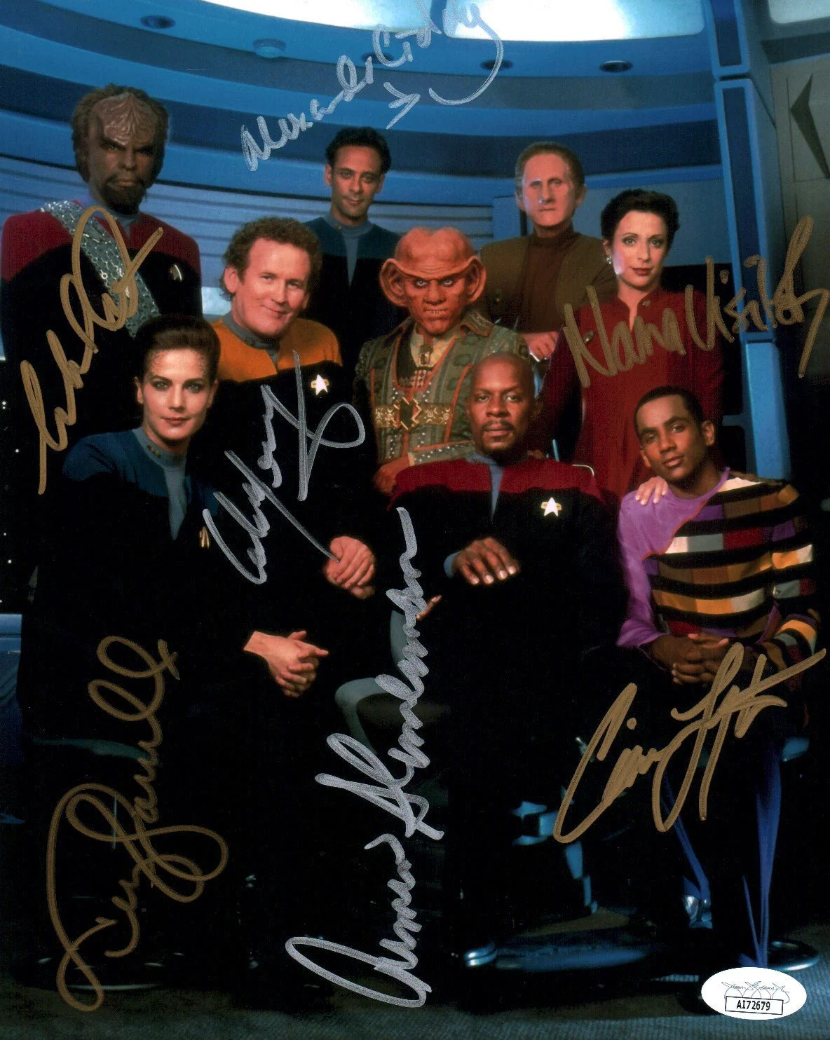 Star Trek: DS9 8x10 Photo Signed Dorn, Farrell, Lofton, Meaney, Shimerman, Siddig, Visitor JSA Certified Autograph - Image 3
