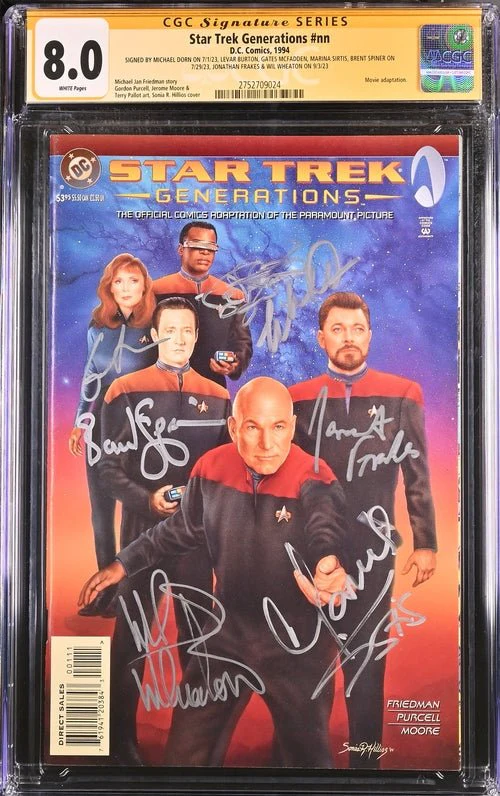 Star Trek Generations #nn DC Comics CGC Signature Series 8.0 Cast x7 Signed Dorn, Burton, Sirtis, Spiner, Frakes, McFadden, Wheaton - Image 2