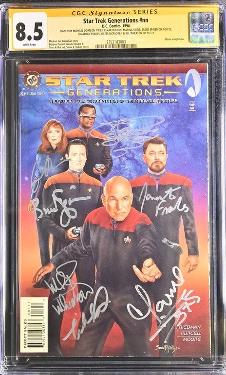 Star Trek Generations #nn DC Comics CGC Signature Series 8.5 Cast x7 Signed Dorn, Burton, Sirtis, Spiner, Frakes, McFadden, Wheaton - Image 2