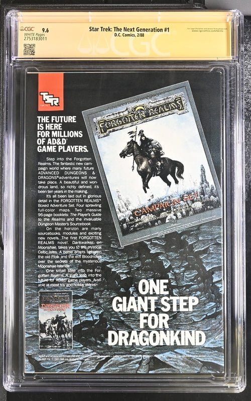 Star Trek: The Next Generation #1 DC Comics 1988 CGC Signature Series 9.6 Cast x9 Signed Dorn, Crosby, Delancie, Burton, Sirtis, Spiner, Frakes, McFadden, Wheaton - Image 3