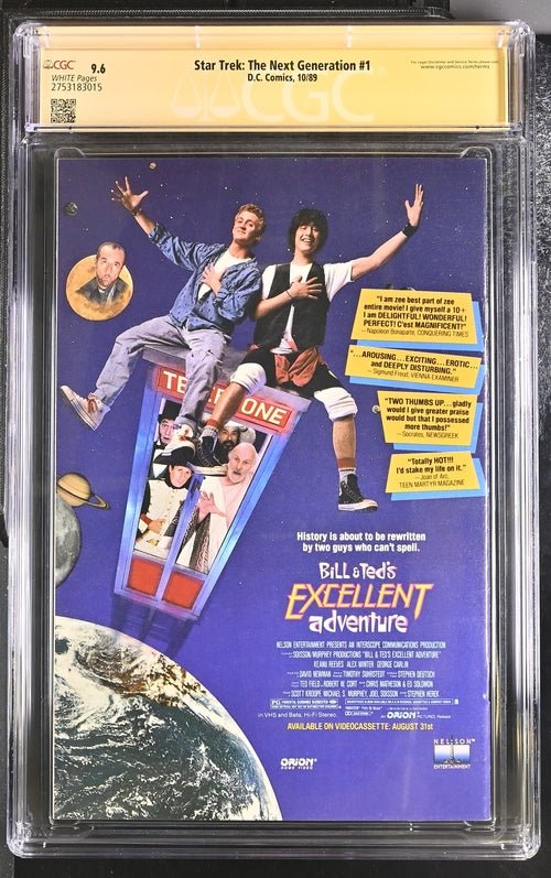 Star Trek: The Next Generation #1 DC Comics 1989 CGC Signature Series 9.8 Cast x6 Signed Dorn, Burton, Sirtis, Spiner, Frakes, Wheaton - Image 3