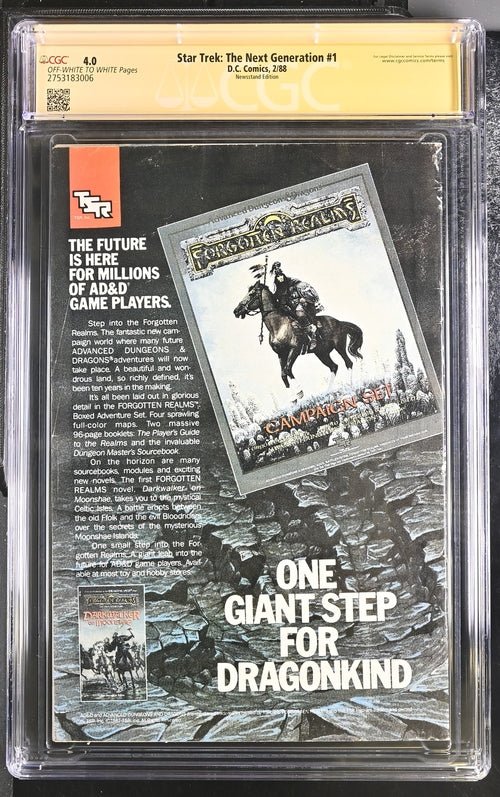 Star Trek: The Next Generation #1 DC Comics CGC Signature Series 4.0 Cast x9 Signed Dorn, Crosby, De Lancie, Burton, Sirtis, Spiner, Frakes, McFadden, Wheaton - Image 3