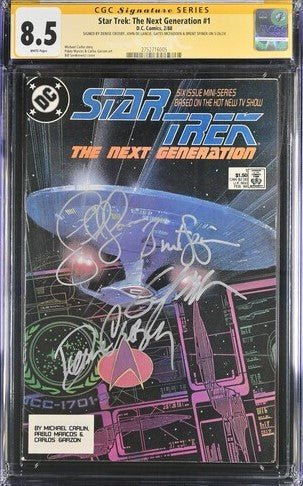 Star Trek: The Next Generation #1 DC Comics CGC Signature Series 8.5 Cast x4 Signed Crosby, De Lancie, Spiner, McFadden - Image 2
