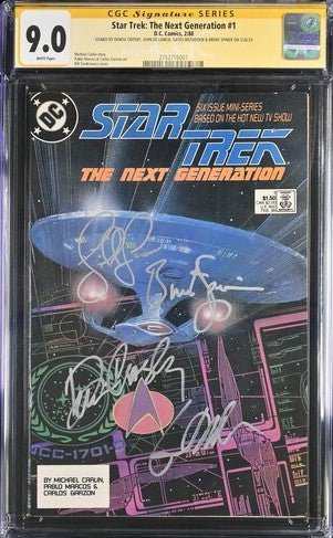 Star Trek: The Next Generation #1 DC Comics CGC Signature Series 9.0 Cast x4 Signed Crosby, De Lancie, Spiner, Mcfadden - Image 2