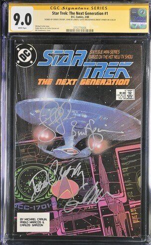 Star Trek: The Next Generation #1 DC Comics CGC Signature Series 9.0 Cast x4 Signed Crosby, De Lancie, Spiner, Mcfadden - Image 4