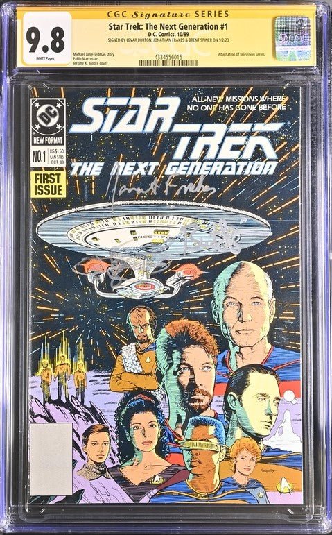 Star Trek: The Next Generation #1 DC Comics CGC Signature Series 9.8 Cast x3 Signed Burton, Spiner, Frakes - Image 2