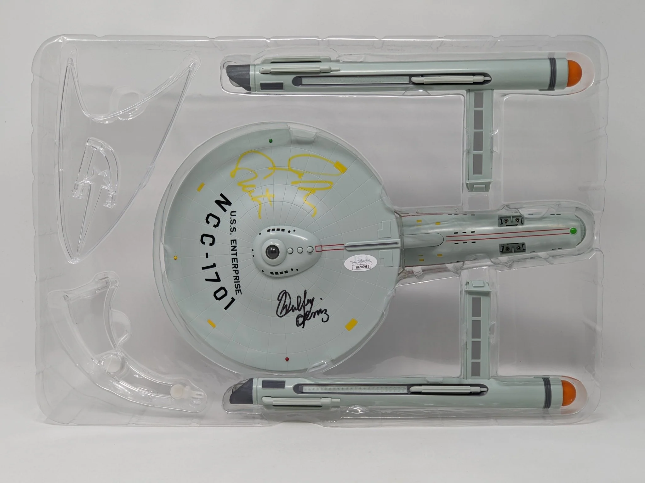 Star Trek USS Enterprise Playmates Model NCC-1701 x2 Signed Koenig Shatner JSA Certified Autograph - Image 4