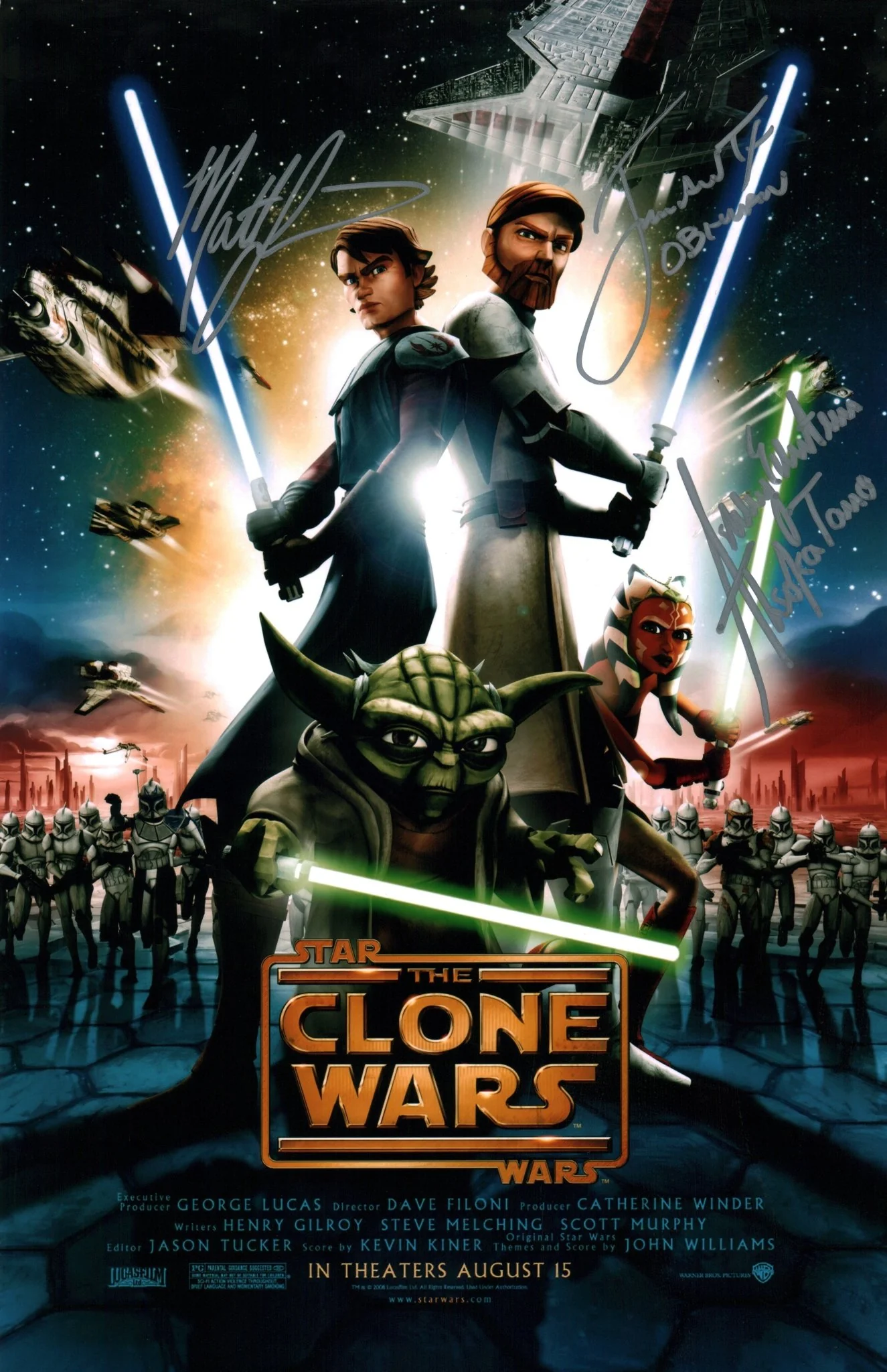 Star Wars 11x17 Poster Cast x3 Signed Lanter Eckstein Taylor JSA Certified Autograph - Image 3
