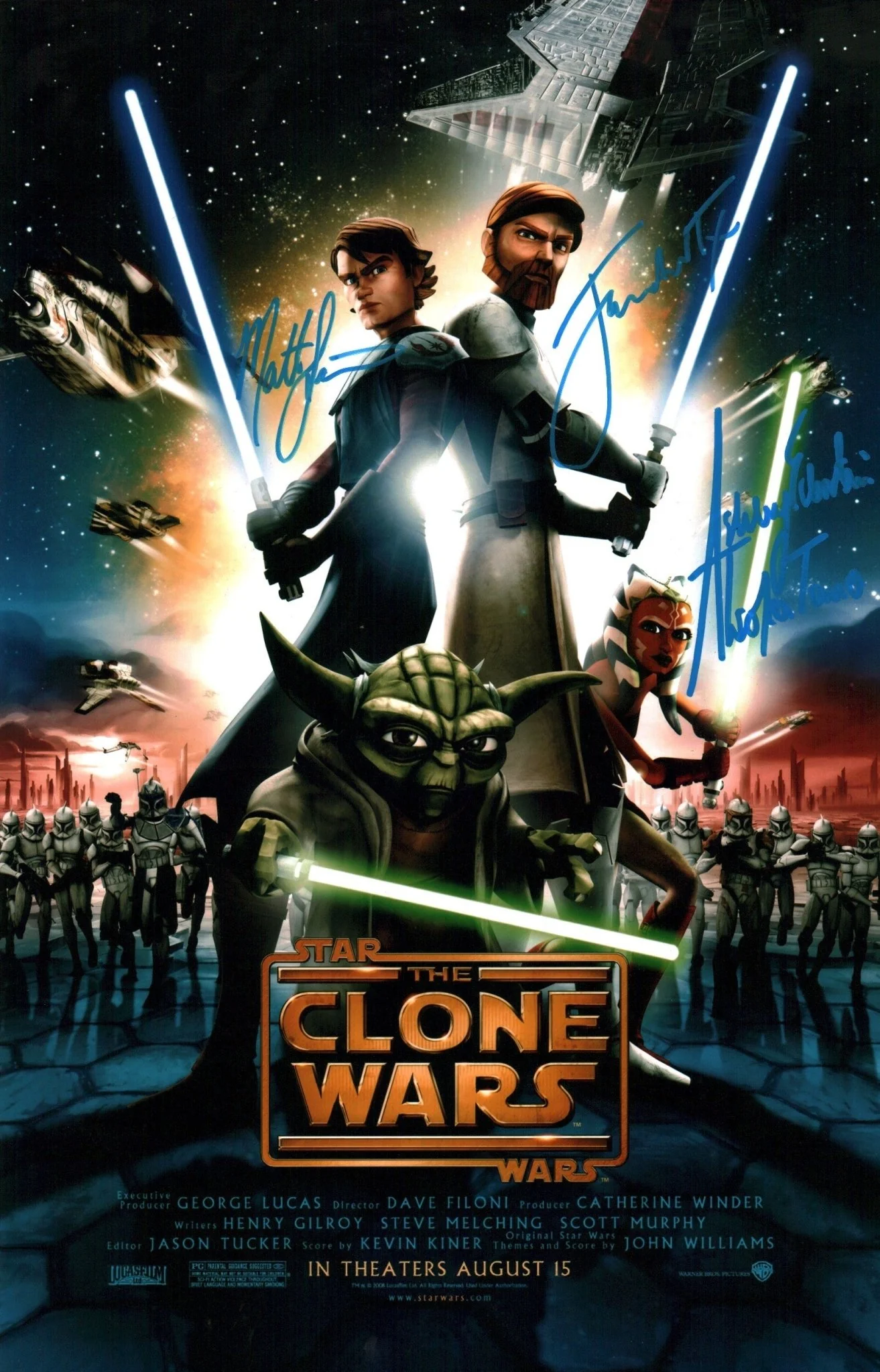 Star Wars 11x17 Poster Cast x3 Signed Lanter Eckstein Taylor JSA Certified Autograph - Image 4