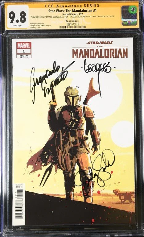 Star Wars: The Mandalorian #1 Aja Variant Marvel Comics CGC Signature Series 9.8 Signed x4 by Barnes, Jeanty, Esposito, Swallow - Image 2