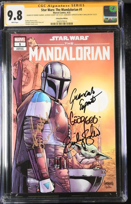 Star Wars: The Mandalorian #1 Galaxycon Exclusive CGC Marvel Comics Signature Series 9.8 x4 Signed Barnes, Jeanty, Esposito, Swallow - Image 12