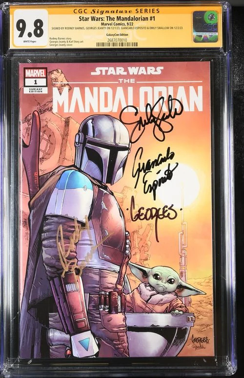 Star Wars: The Mandalorian #1 Galaxycon Exclusive CGC Marvel Comics Signature Series 9.8 x4 Signed Barnes, Jeanty, Esposito, Swallow - Image 14
