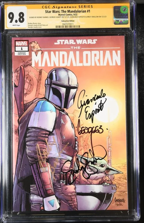 Star Wars: The Mandalorian #1 Galaxycon Exclusive CGC Marvel Comics Signature Series 9.8 x4 Signed Barnes, Jeanty, Esposito, Swallow - Image 16