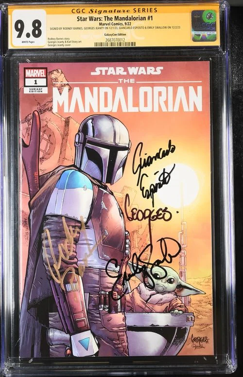 Star Wars: The Mandalorian #1 Galaxycon Exclusive CGC Marvel Comics Signature Series 9.8 x4 Signed Barnes, Jeanty, Esposito, Swallow - Image 20