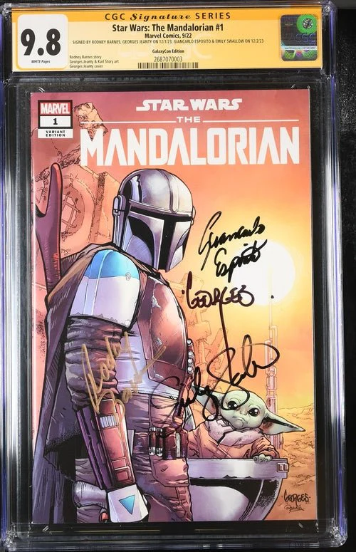 Star Wars: The Mandalorian #1 Galaxycon Exclusive CGC Marvel Comics Signature Series 9.8 x4 Signed Barnes, Jeanty, Esposito, Swallow - Image 22
