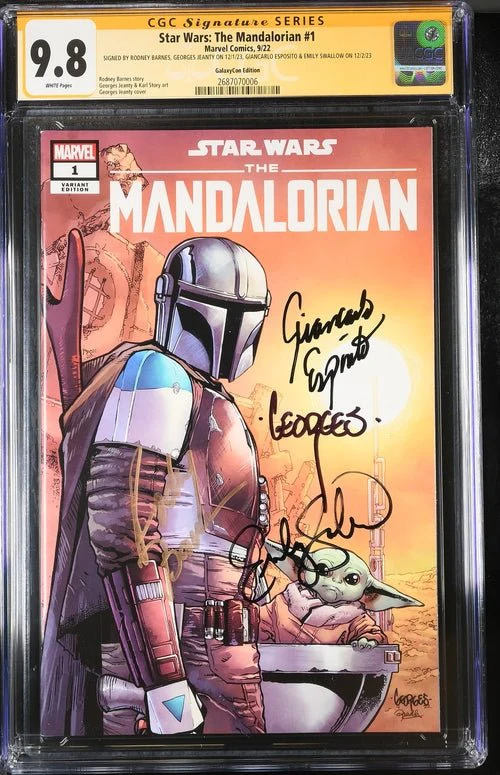 Star Wars: The Mandalorian #1 Galaxycon Exclusive CGC Marvel Comics Signature Series 9.8 x4 Signed Barnes, Jeanty, Esposito, Swallow - Image 26