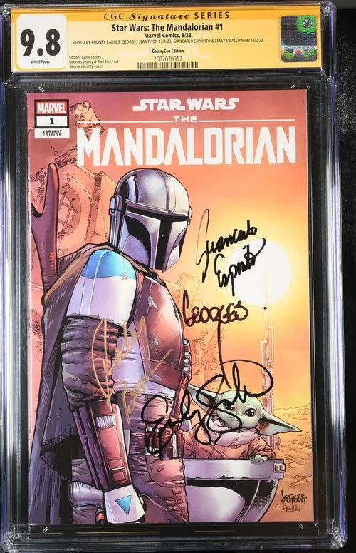 Star Wars: The Mandalorian #1 Galaxycon Exclusive CGC Marvel Comics Signature Series 9.8 x4 Signed Barnes, Jeanty, Esposito, Swallow - Image 30
