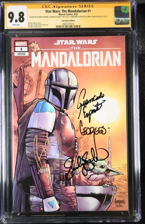Star Wars: The Mandalorian #1 Galaxycon Exclusive CGC Marvel Comics Signature Series 9.8 x4 Signed Barnes, Jeanty, Esposito, Swallow - Image 34