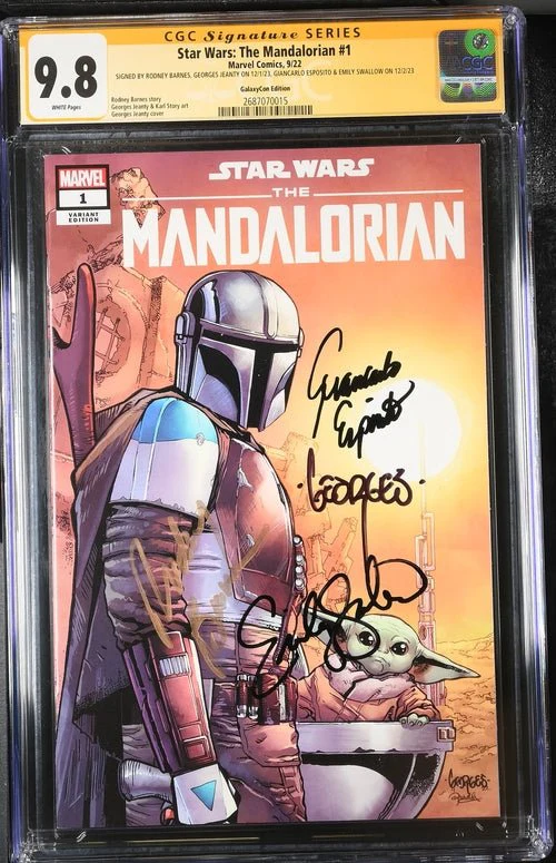 Star Wars: The Mandalorian #1 Galaxycon Exclusive CGC Marvel Comics Signature Series 9.8 x4 Signed Barnes, Jeanty, Esposito, Swallow - Image 6