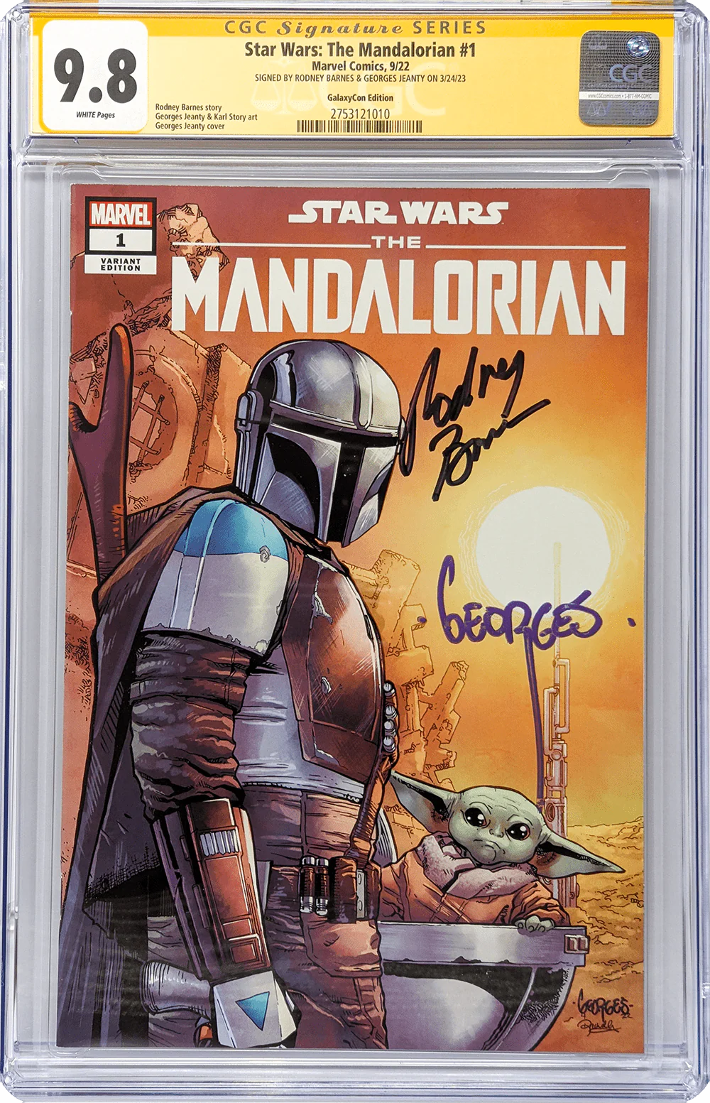 Star Wars: The Mandalorian #1 GalaxyCon Raleigh 2022 Exclusive Variant CGC Signature Series 9.8 Signed Barnes & Jeanty - Image 10