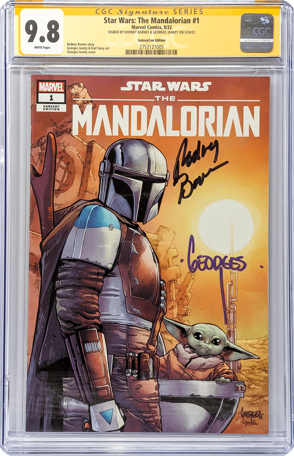 Star Wars: The Mandalorian #1 GalaxyCon Raleigh 2022 Exclusive Variant CGC Signature Series 9.8 Signed Barnes & Jeanty - Image 2
