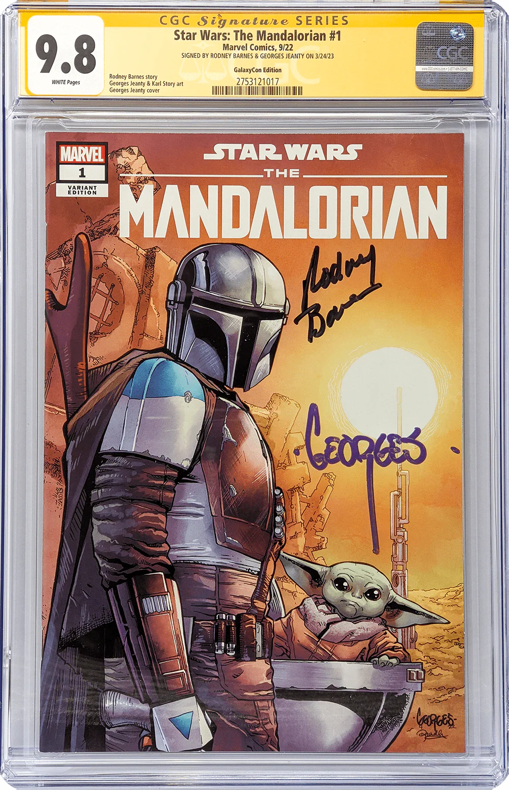 Star Wars: The Mandalorian #1 GalaxyCon Raleigh 2022 Exclusive Variant CGC Signature Series 9.8 Signed Barnes & Jeanty - Image 20
