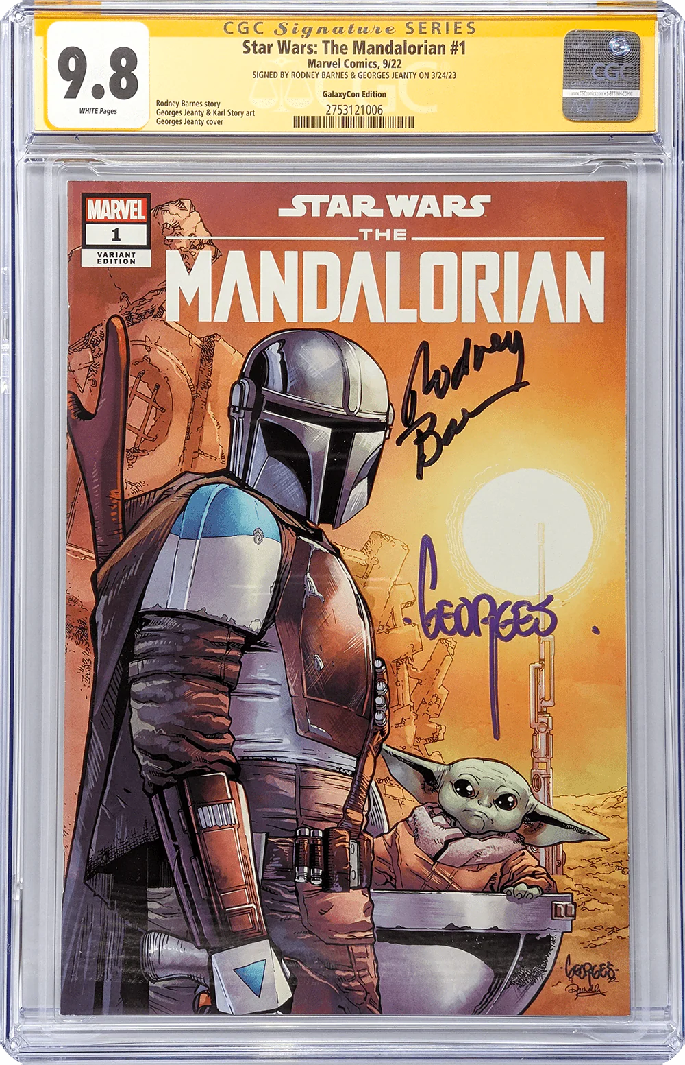 Star Wars: The Mandalorian #1 GalaxyCon Raleigh 2022 Exclusive Variant CGC Signature Series 9.8 Signed Barnes & Jeanty - Image 6