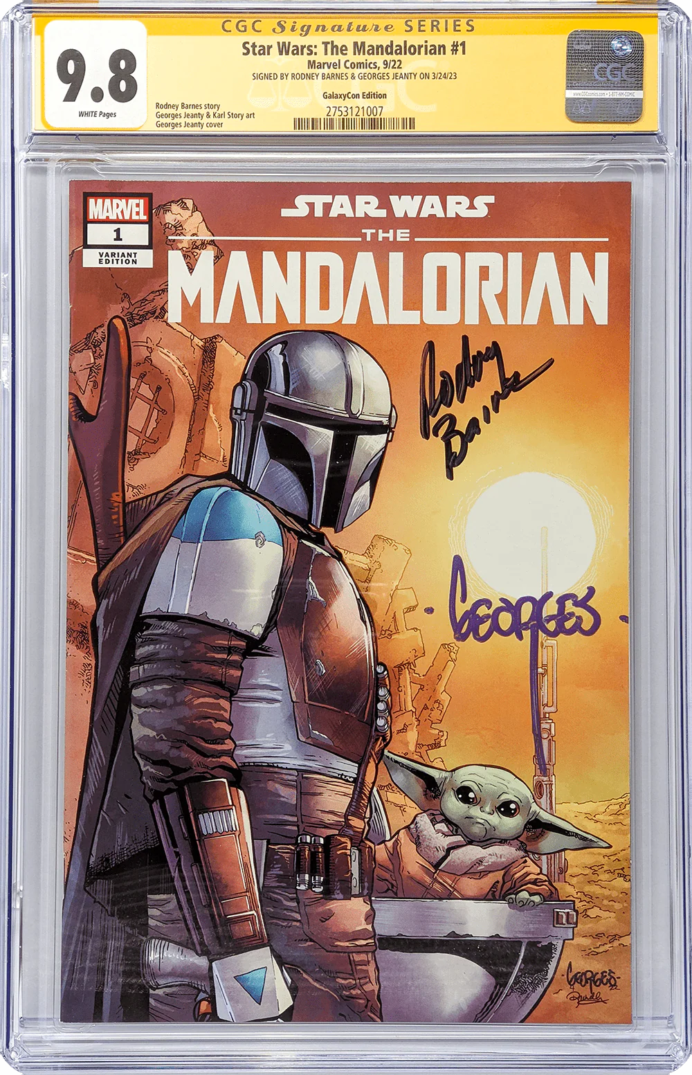 Star Wars: The Mandalorian #1 GalaxyCon Raleigh 2022 Exclusive Variant CGC Signature Series 9.8 Signed Barnes & Jeanty - Image 8